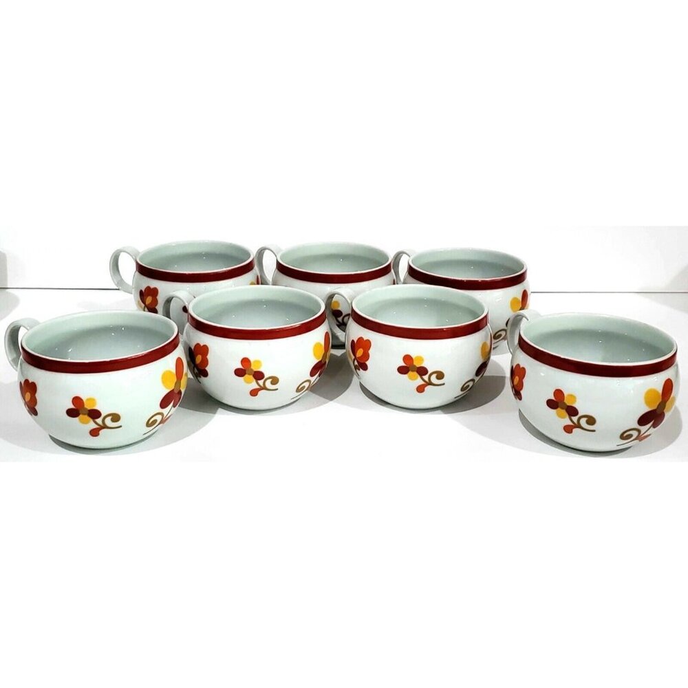 Block PAPRIKA Creamer & 7 Tea Coffee Cups Mugs red orange yellow Vista Alegre